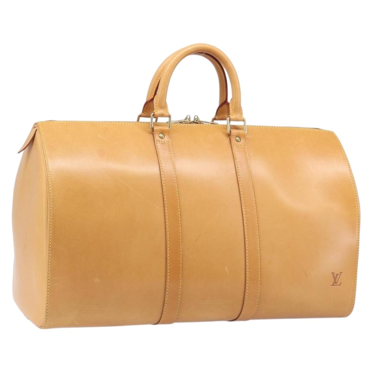 LOUIS VUITTON Nomad Keepall 45 Boston Bag Beige LV Auth 194685V