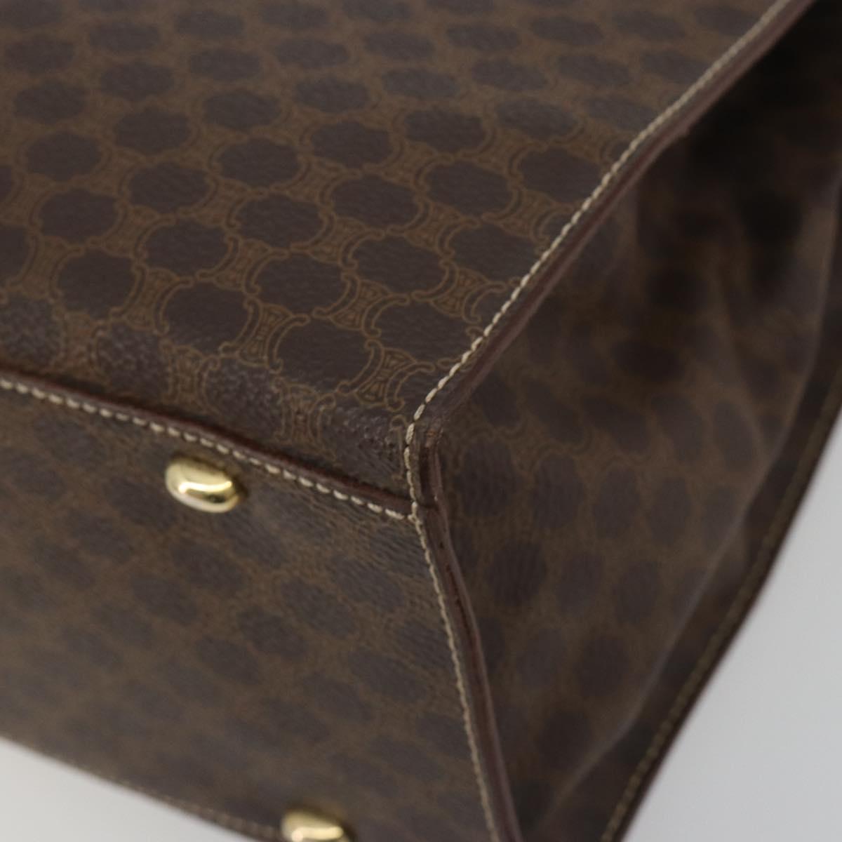 CELINE Macadam Canvas Hand Bag PVC Leather Brown Gold Auth 194691