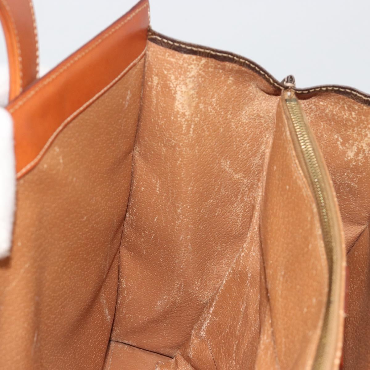 CELINE Macadam Canvas Hand Bag PVC Leather Brown Gold Auth 194691