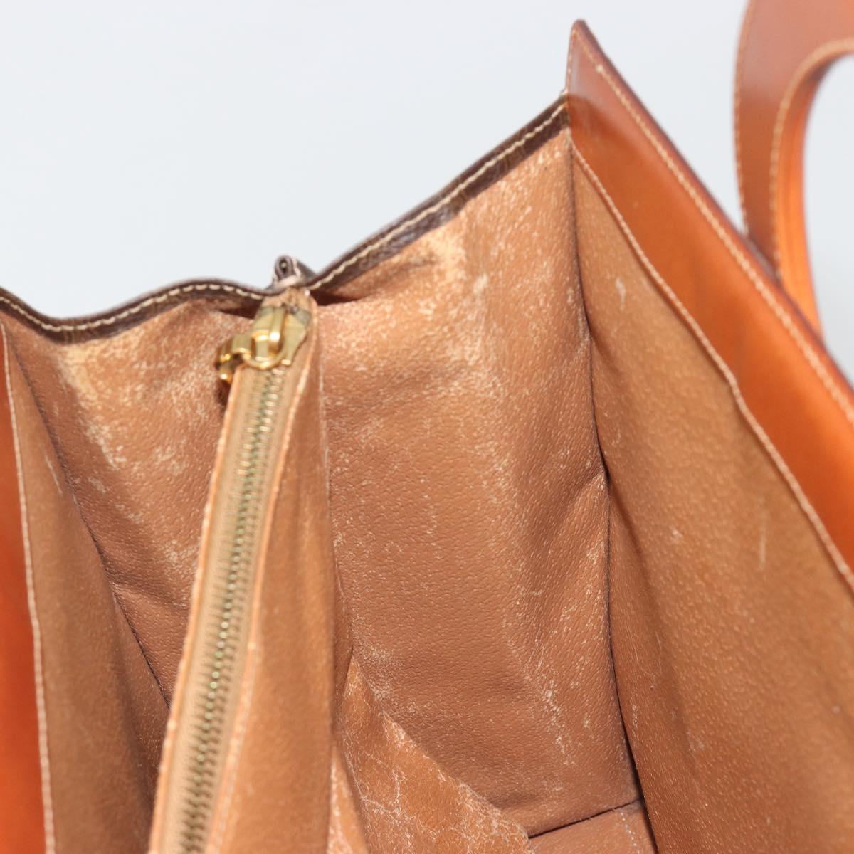 CELINE Macadam Canvas Hand Bag PVC Leather Brown Gold Auth 194691
