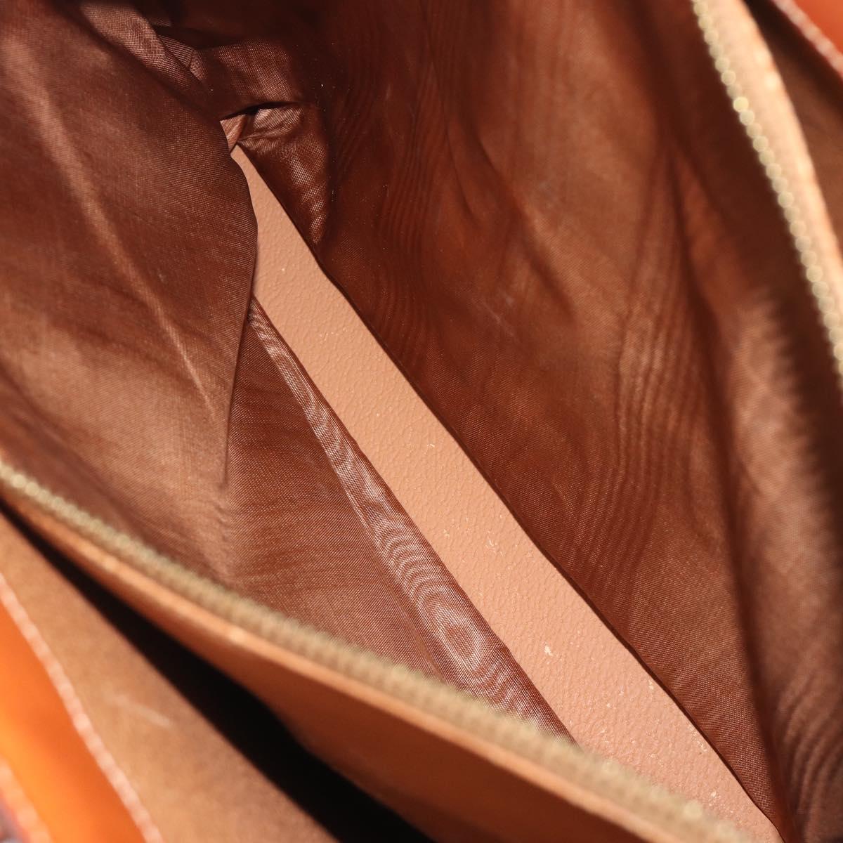 CELINE Macadam Canvas Hand Bag PVC Leather Brown Gold Auth 194691