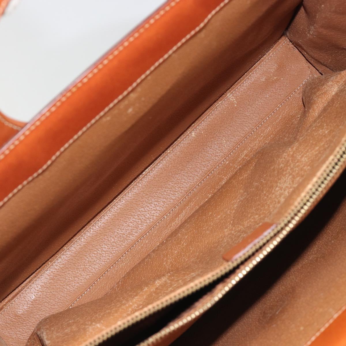 CELINE Macadam Canvas Hand Bag PVC Leather Brown Gold Auth 194691