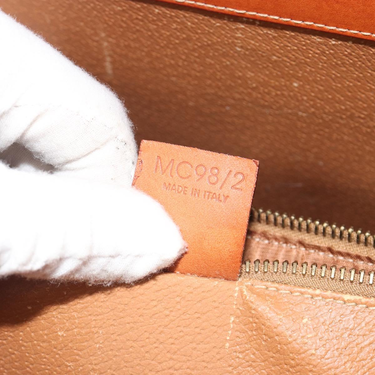 CELINE Macadam Canvas Hand Bag PVC Leather Brown Gold Auth 194691