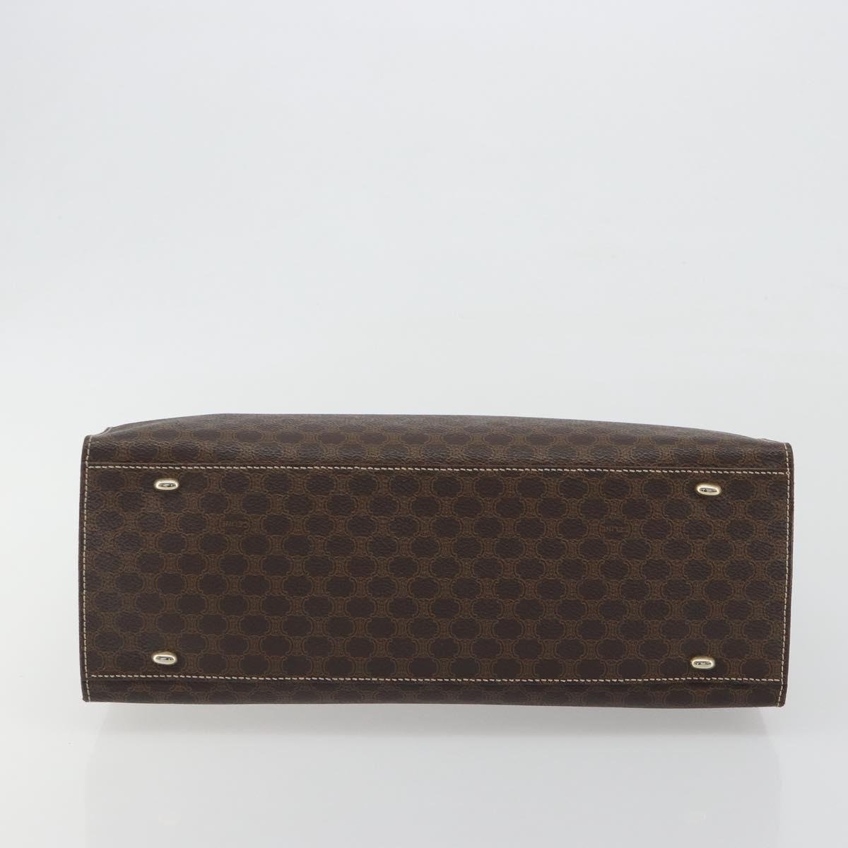CELINE Macadam Canvas Hand Bag PVC Leather Brown Gold Auth 194691