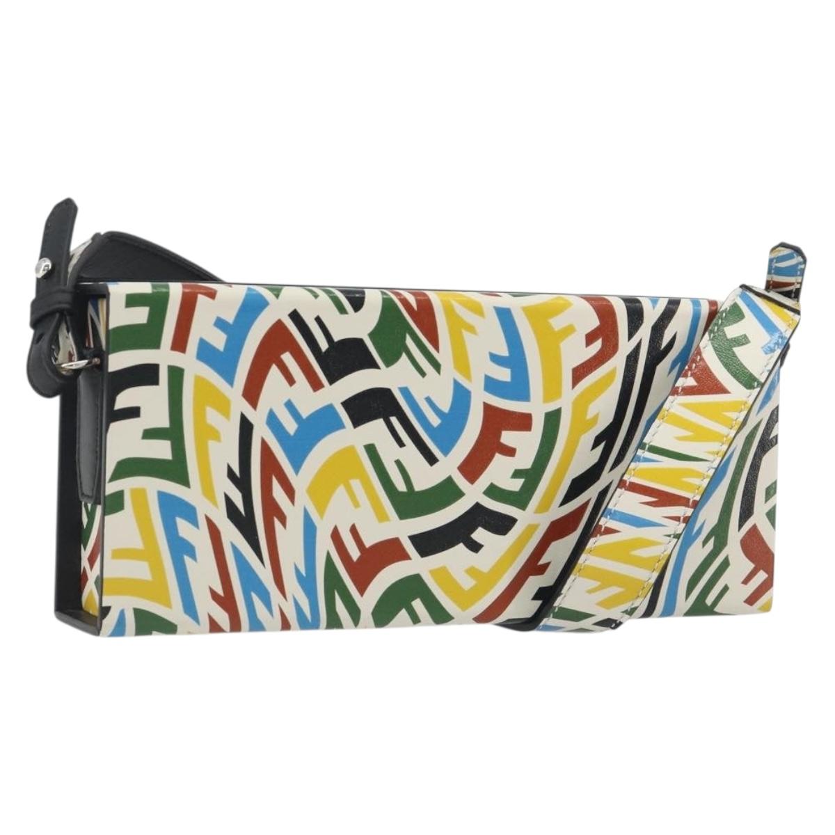 FENDI Zucca Canvas Vertigo Shoulder Bag PVC Multicolor Silver Auth 194700M