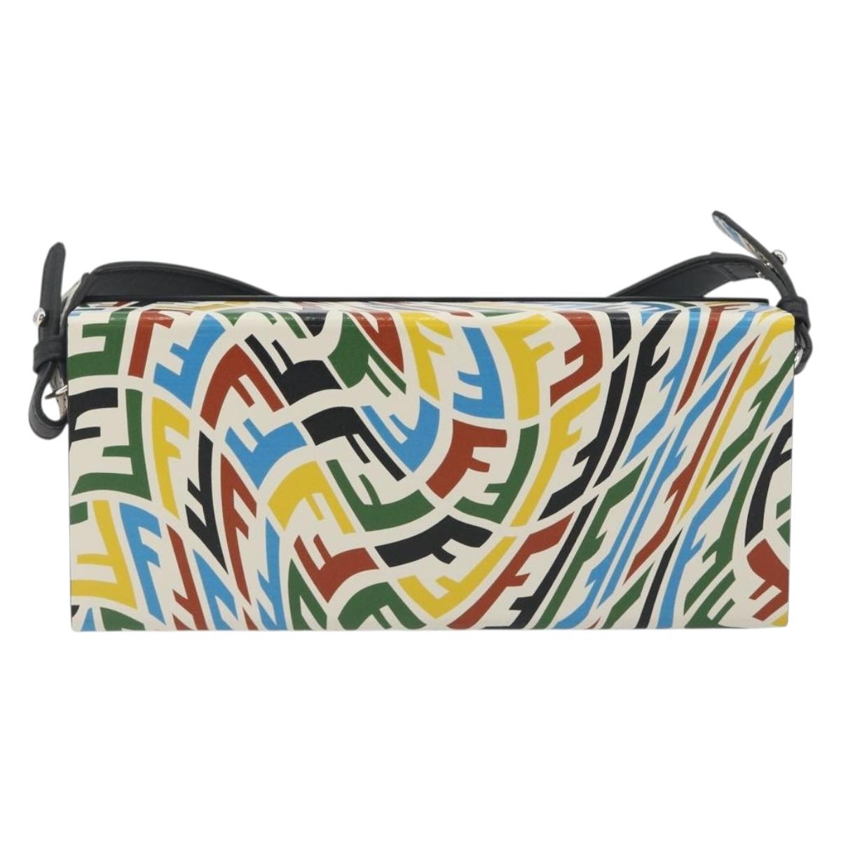 FENDI Zucca Canvas Vertigo Shoulder Bag PVC Multicolor Silver Auth 194700M