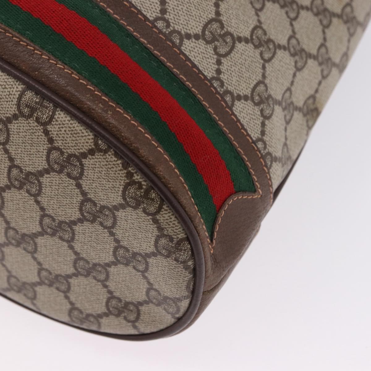 GUCCI GG Supreme Web Sherry Line Bag PVC Beige Gold 164 02 085 Auth 194703
