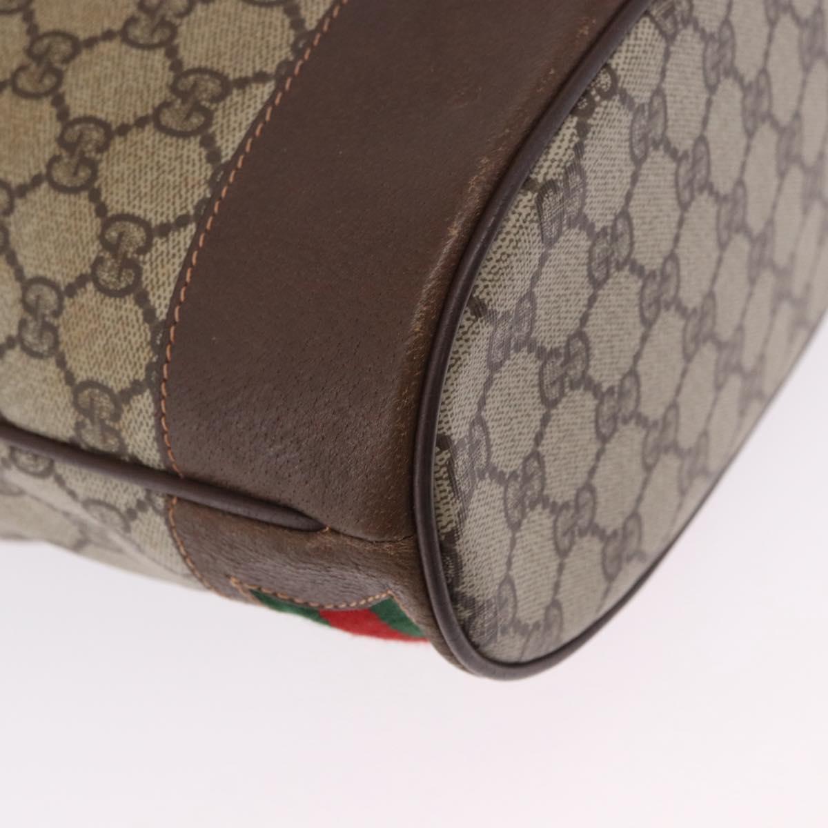 GUCCI GG Supreme Web Sherry Line Bag PVC Beige Gold 164 02 085 Auth 194703