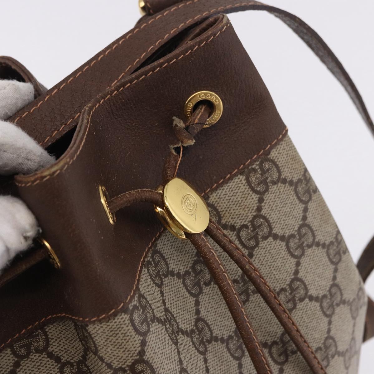 GUCCI GG Supreme Web Sherry Line Bag PVC Beige Gold 164 02 085 Auth 194703