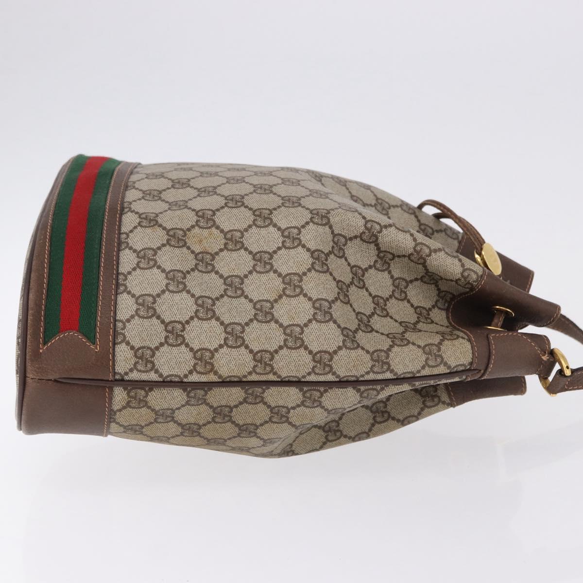GUCCI GG Supreme Web Sherry Line Bag PVC Beige Gold 164 02 085 Auth 194703
