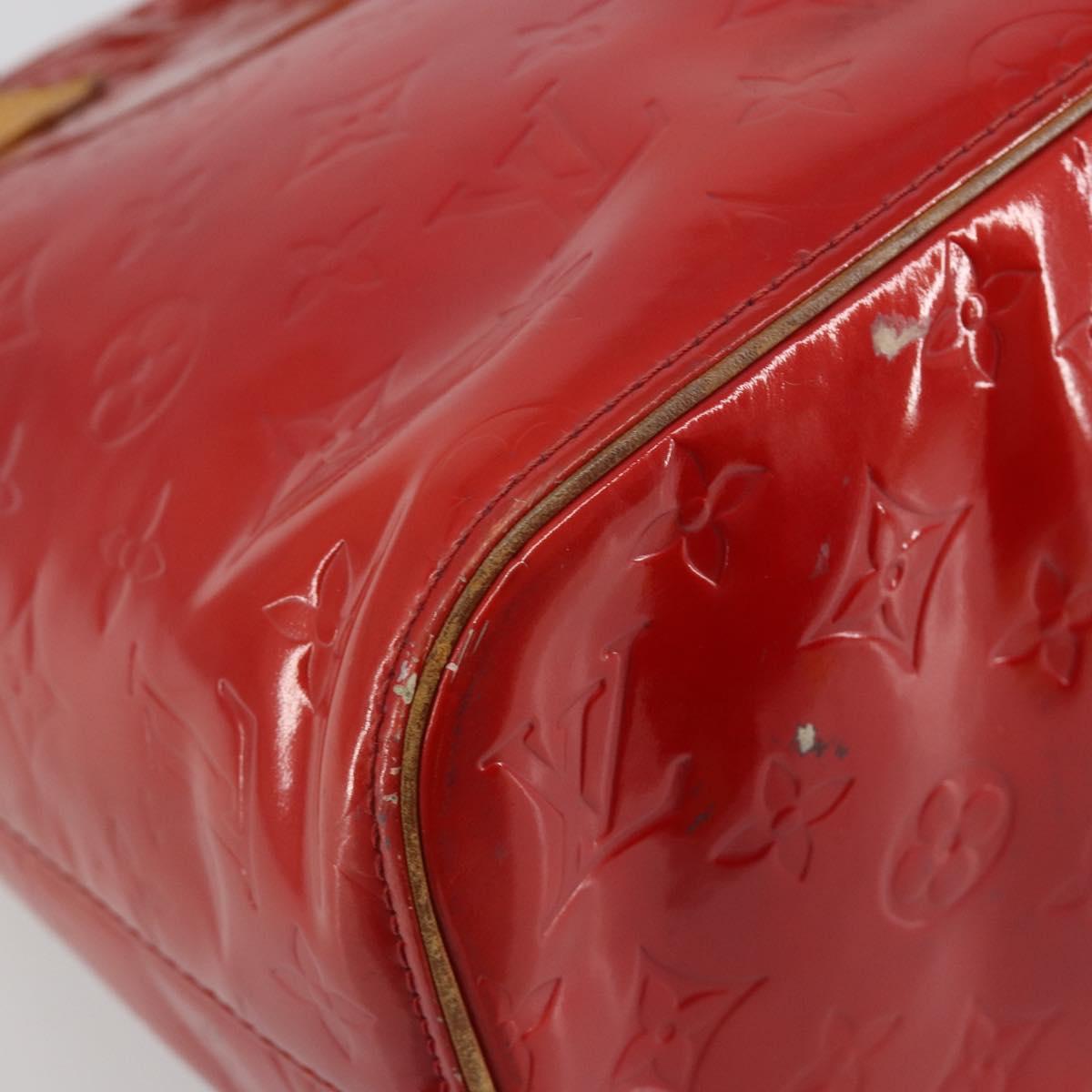 LOUIS VUITTON Monogram Vernis Houston Hand Bag Rouge M91092 LV Auth 194707