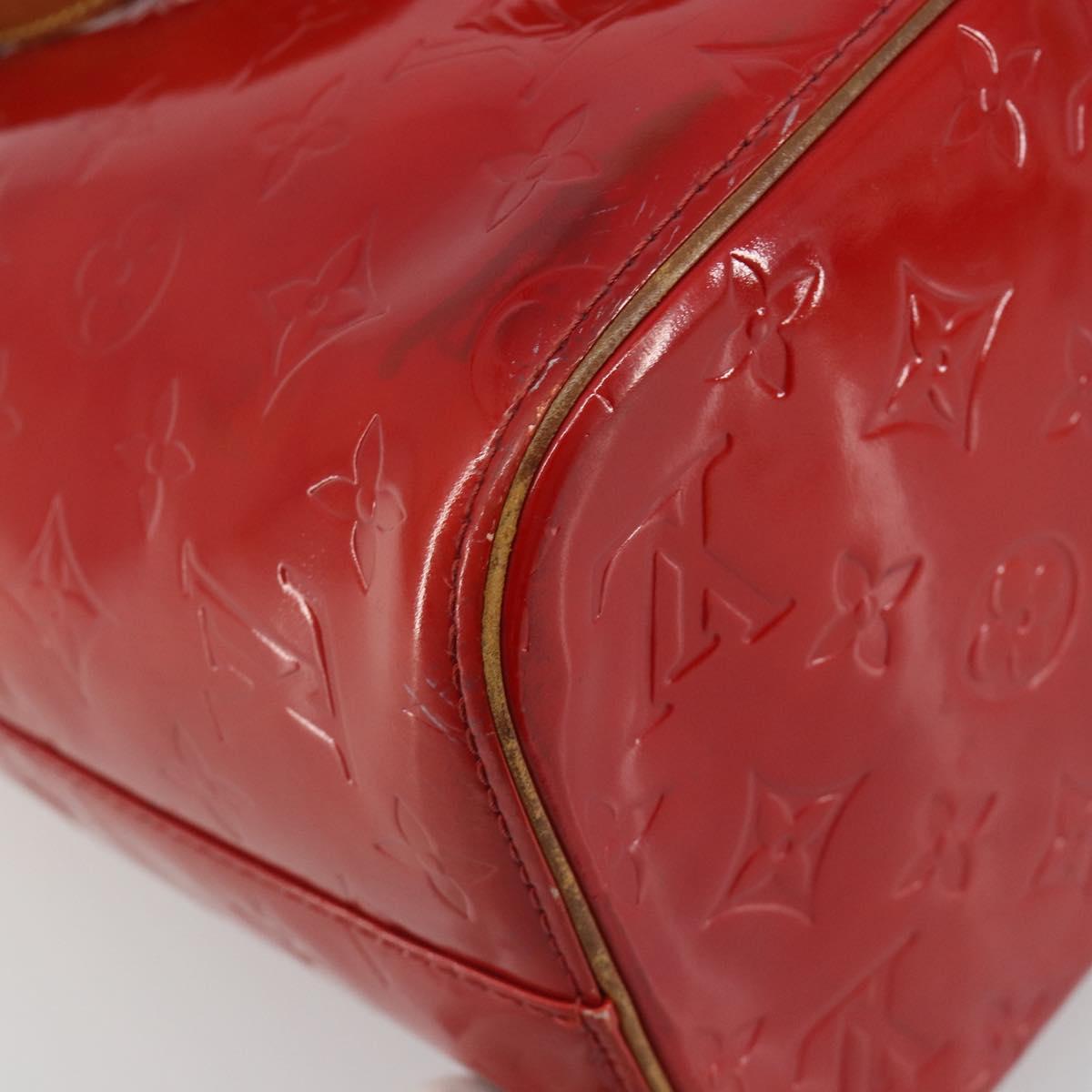 LOUIS VUITTON Monogram Vernis Houston Hand Bag Rouge M91092 LV Auth 194707