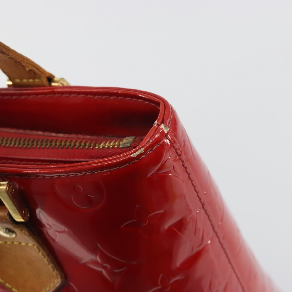 LOUIS VUITTON Monogram Vernis Houston Hand Bag Rouge M91092 LV Auth 194707