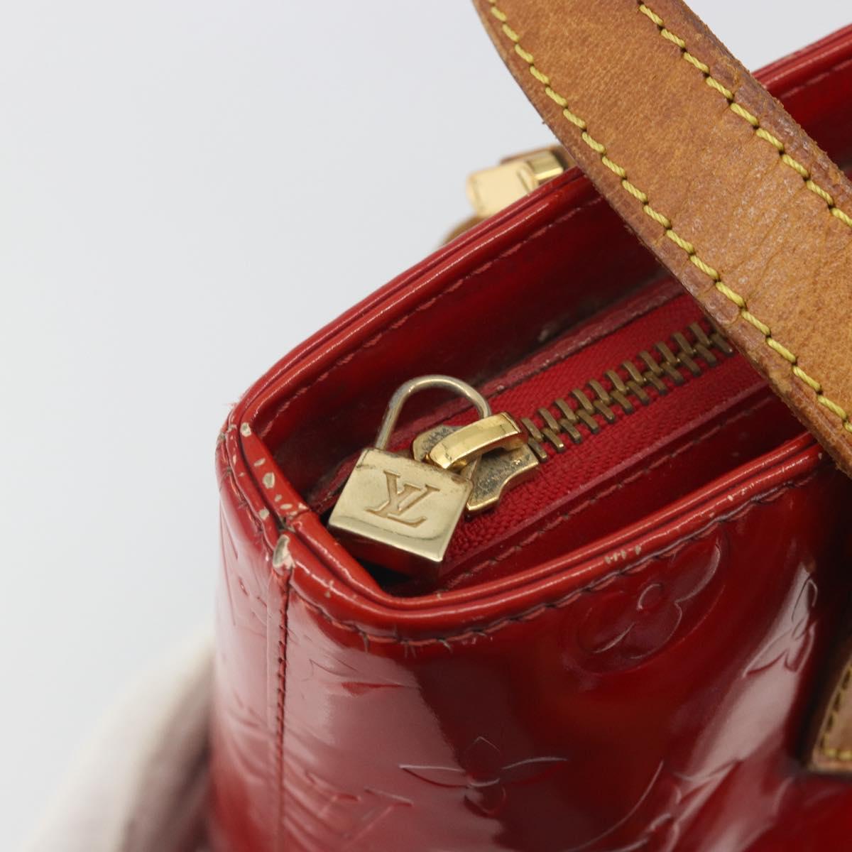 LOUIS VUITTON Monogram Vernis Houston Hand Bag Rouge M91092 LV Auth 194707