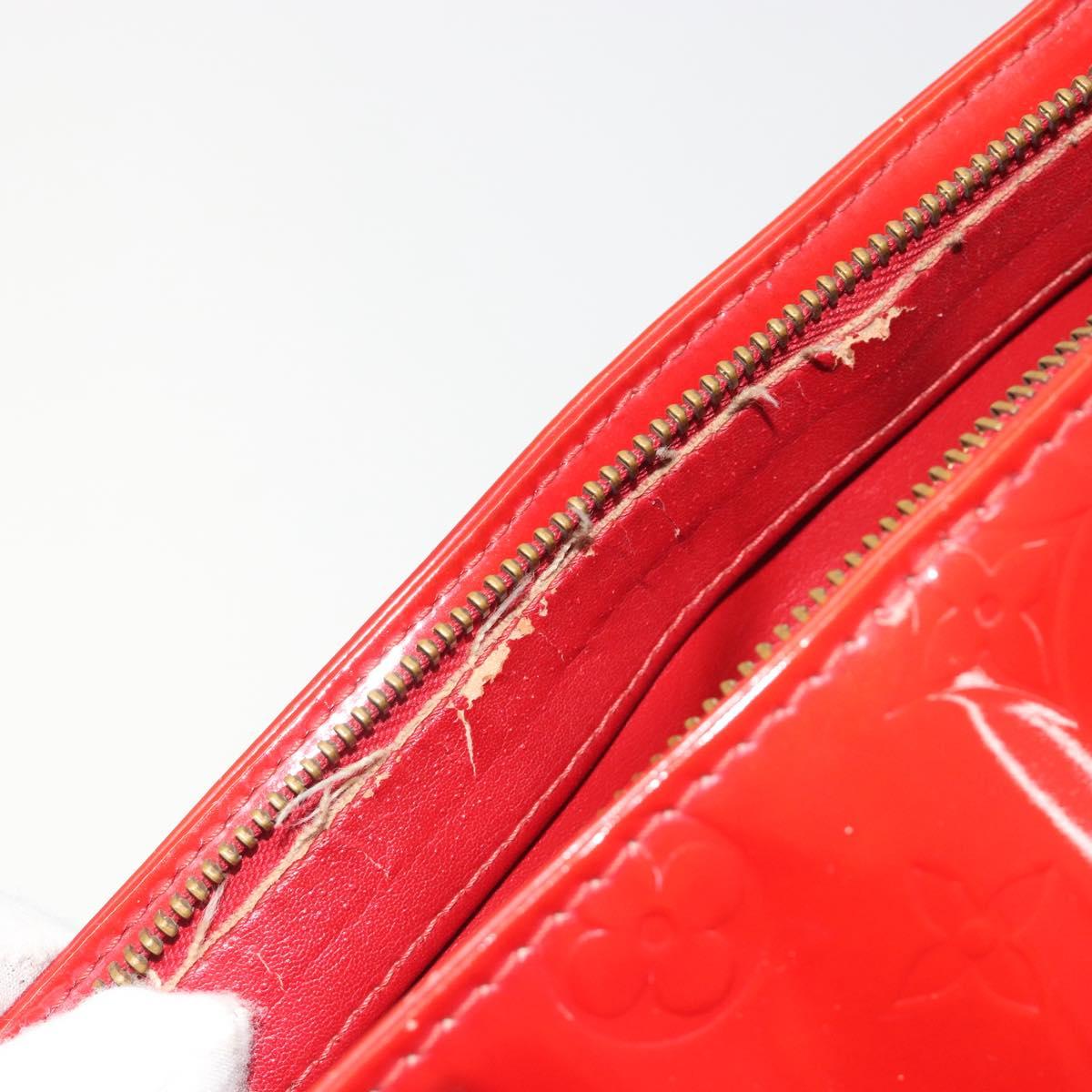 LOUIS VUITTON Monogram Vernis Houston Hand Bag Rouge M91092 LV Auth 194707