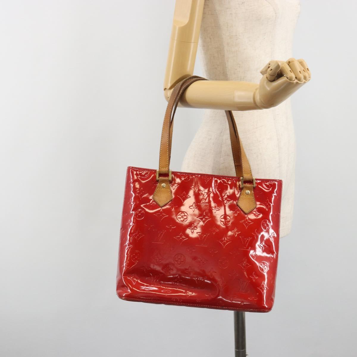 LOUIS VUITTON Monogram Vernis Houston Hand Bag Rouge M91092 LV Auth 194707