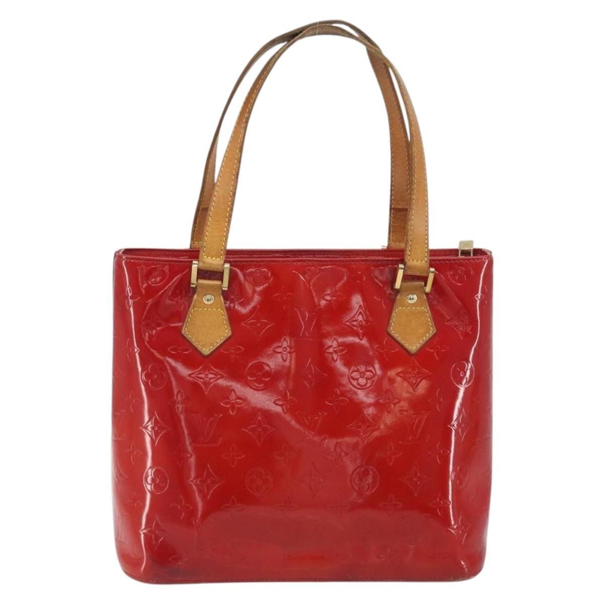LOUIS VUITTON Monogram Vernis Houston Hand Bag Rouge M91092 LV Auth 194707