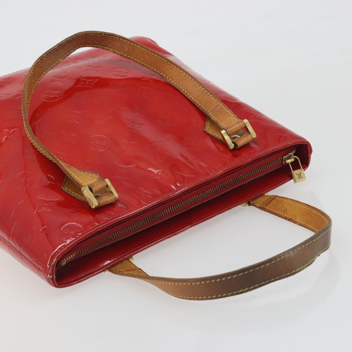 LOUIS VUITTON Monogram Vernis Houston Hand Bag Rouge M91092 LV Auth 194707