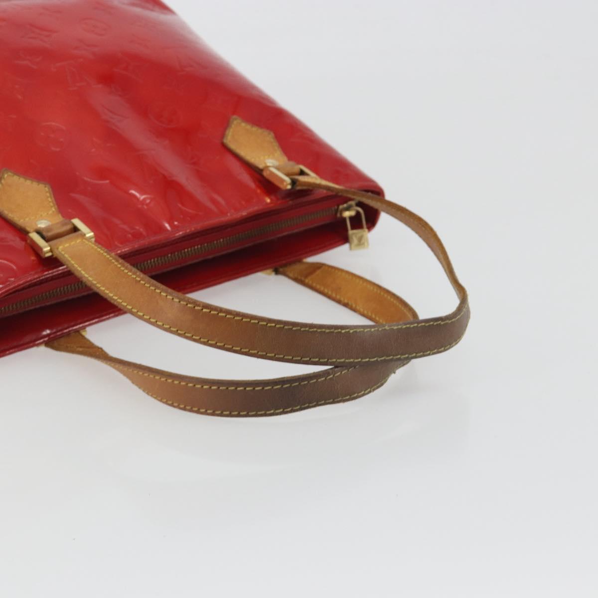 LOUIS VUITTON Monogram Vernis Houston Hand Bag Rouge M91092 LV Auth 194707