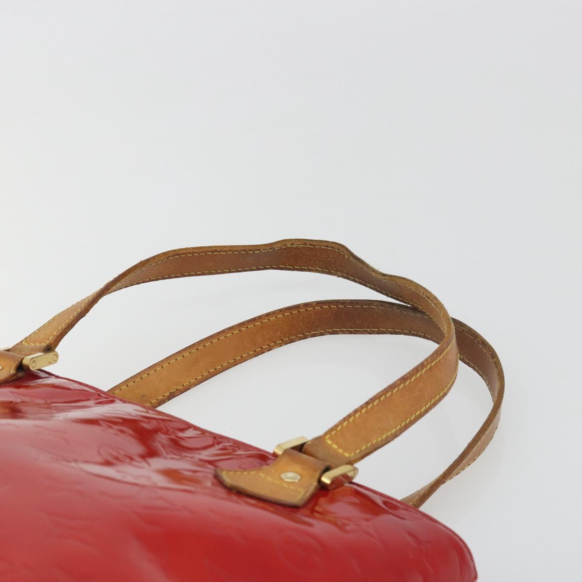 LOUIS VUITTON Monogram Vernis Houston Hand Bag Rouge M91092 LV Auth 194707