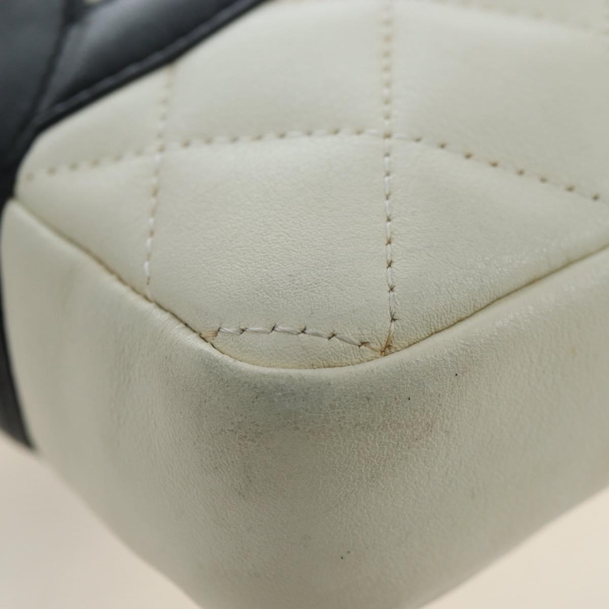 CHANEL COCO Mark Matelasse Cambon Line Bag Leather White CC Auth 194709M