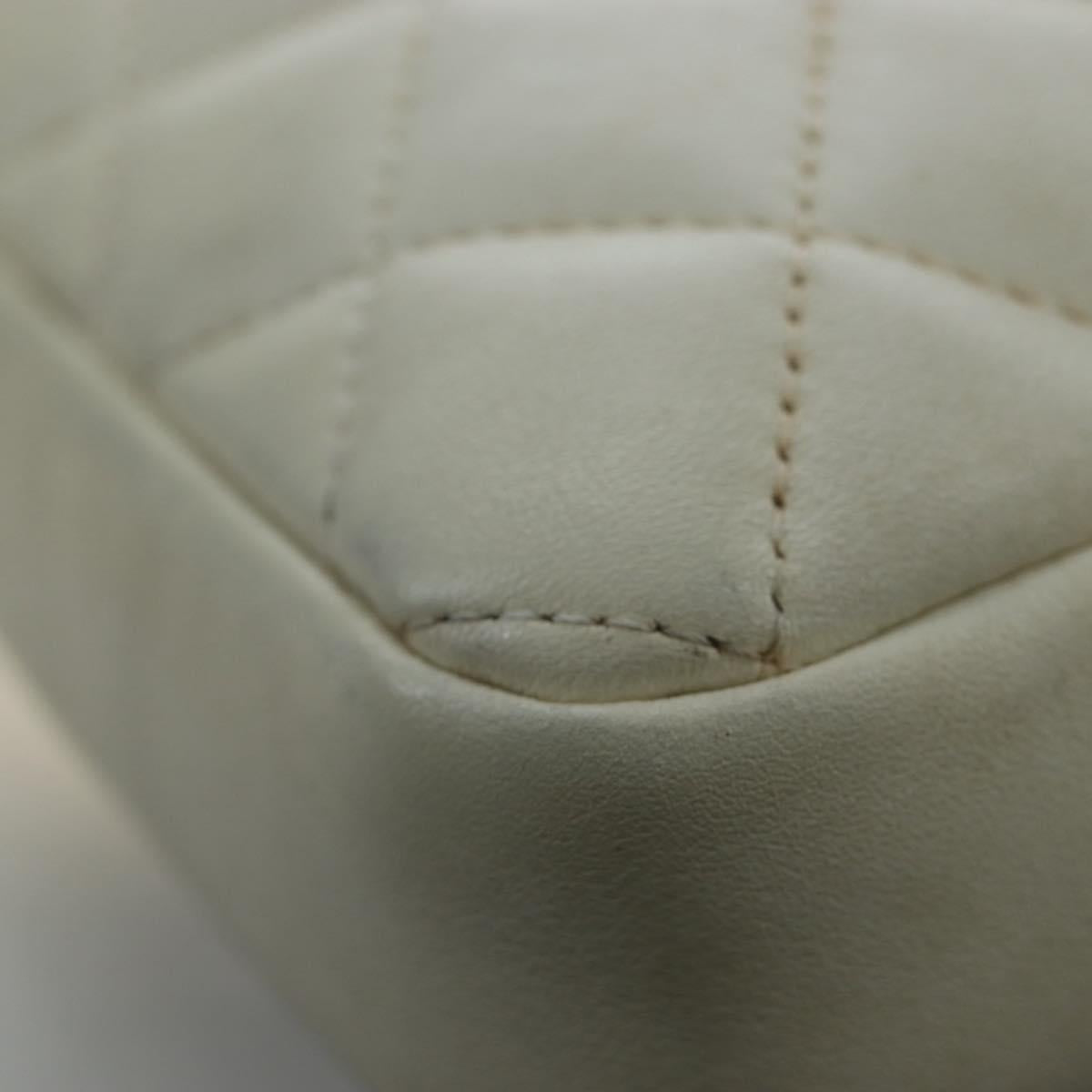 CHANEL COCO Mark Matelasse Cambon Line Bag Leather White CC Auth 194709M