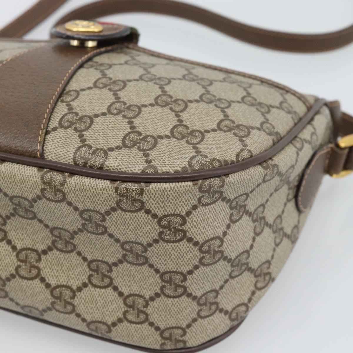 GUCCI GG Supreme Web Sherry Line Bag PVC Beige Gold 89 02 032 Auth 194710