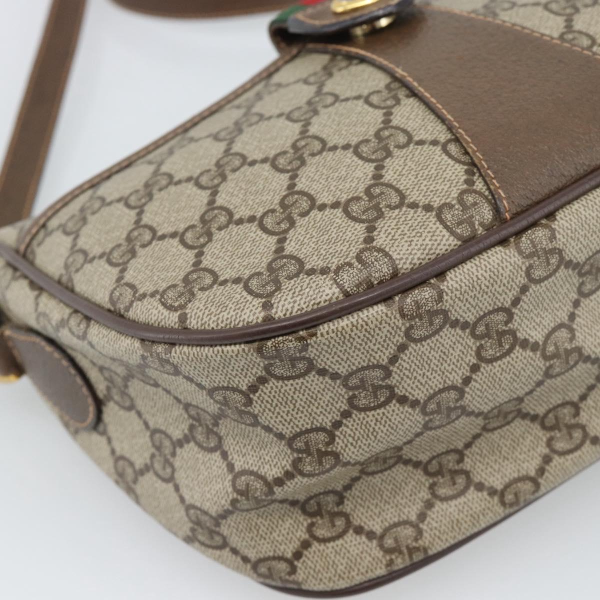 GUCCI GG Supreme Web Sherry Line Bag PVC Beige Gold 89 02 032 Auth 194710