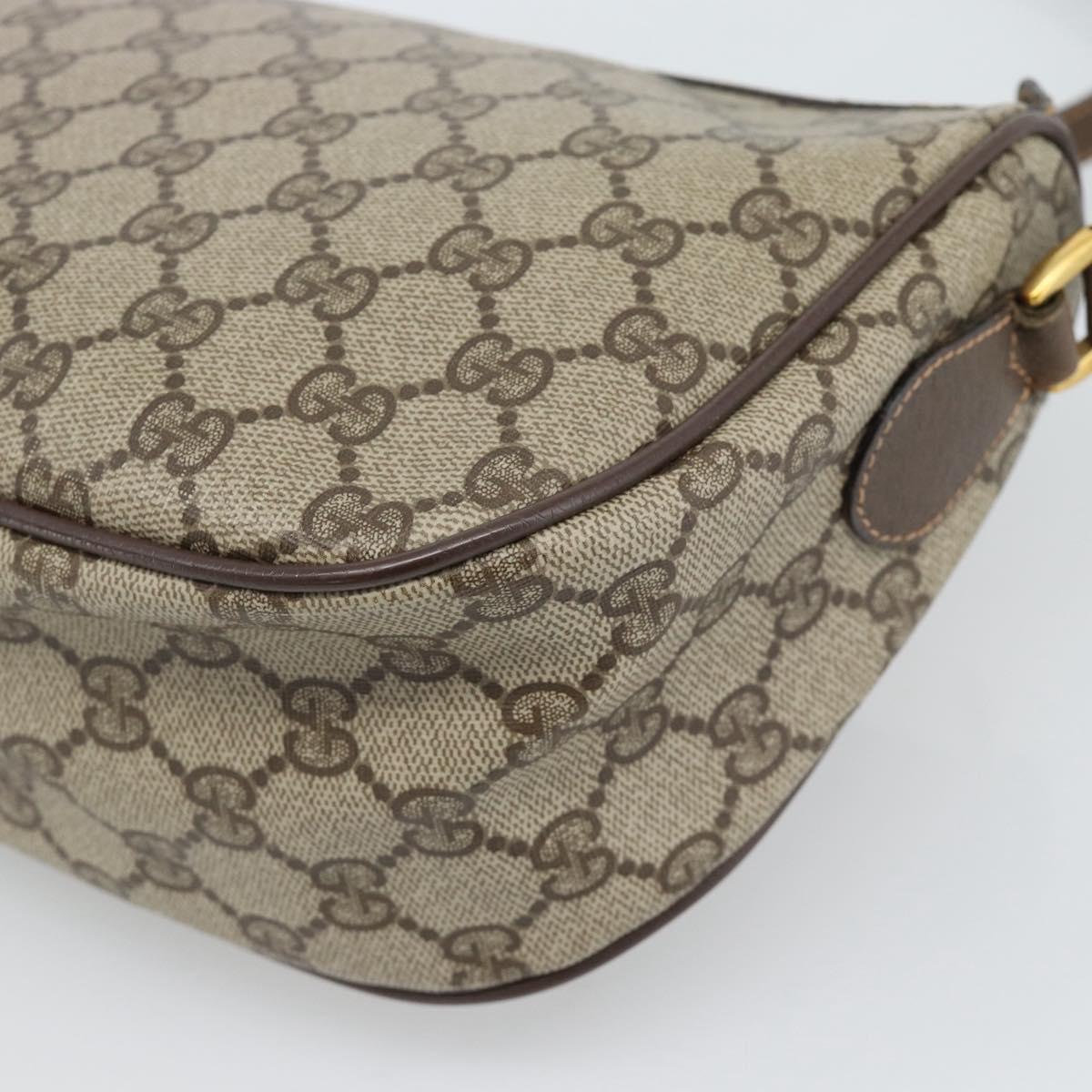GUCCI GG Supreme Web Sherry Line Bag PVC Beige Gold 89 02 032 Auth 194710
