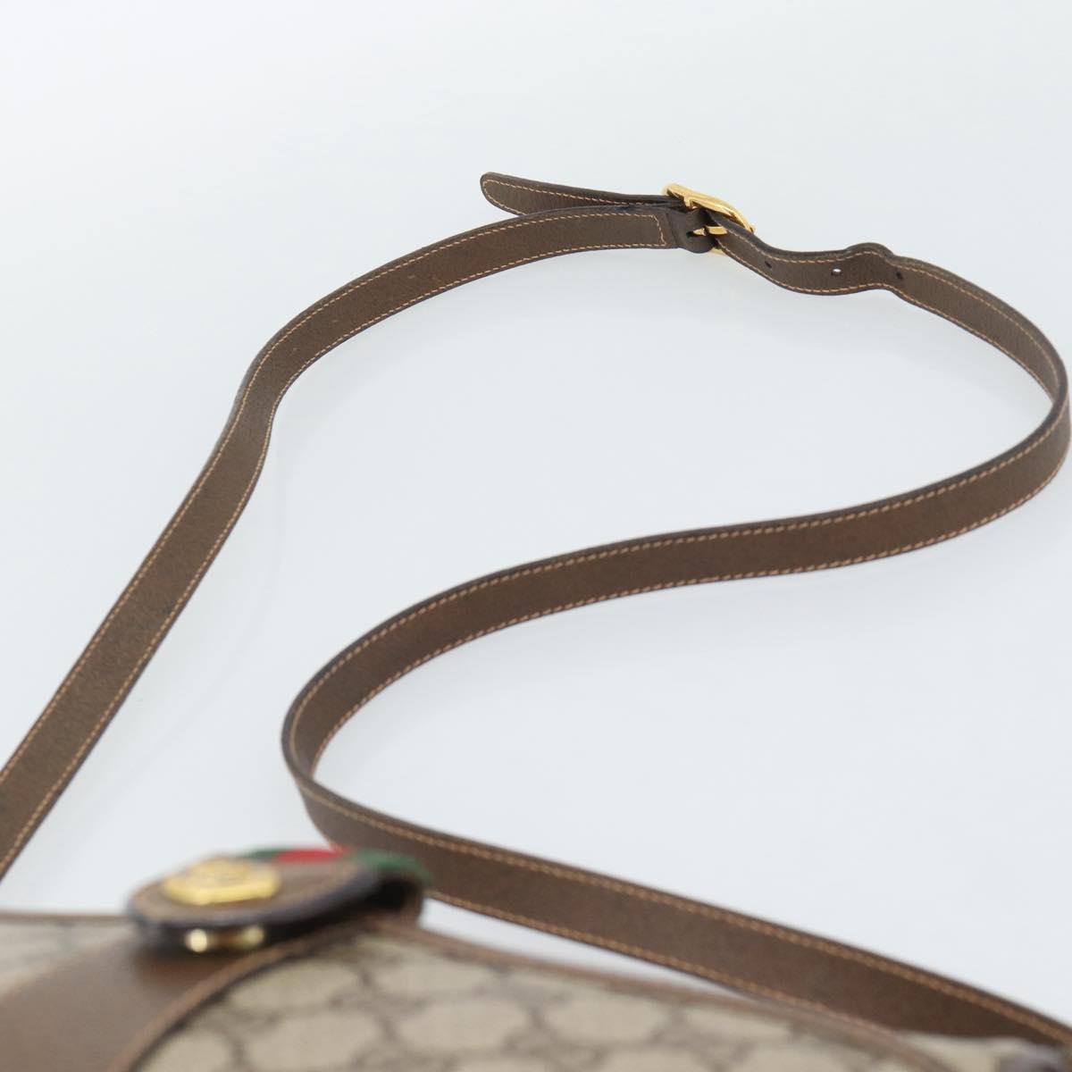 GUCCI GG Supreme Web Sherry Line Bag PVC Beige Gold 89 02 032 Auth 194710