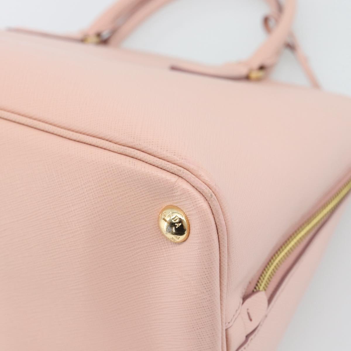 PRADA Galleria Hand Bag Saffiano leather Pink Gold Auth 194711V