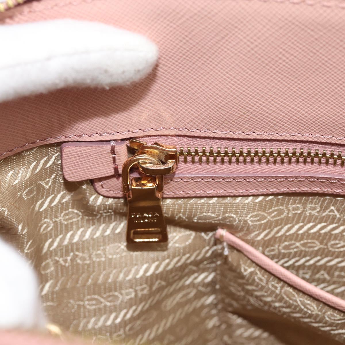 PRADA Galleria Hand Bag Saffiano leather Pink Gold Auth 194711V