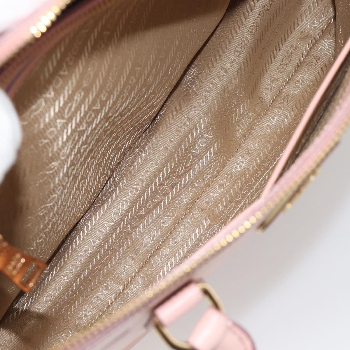 PRADA Galleria Hand Bag Saffiano leather Pink Gold Auth 194711V