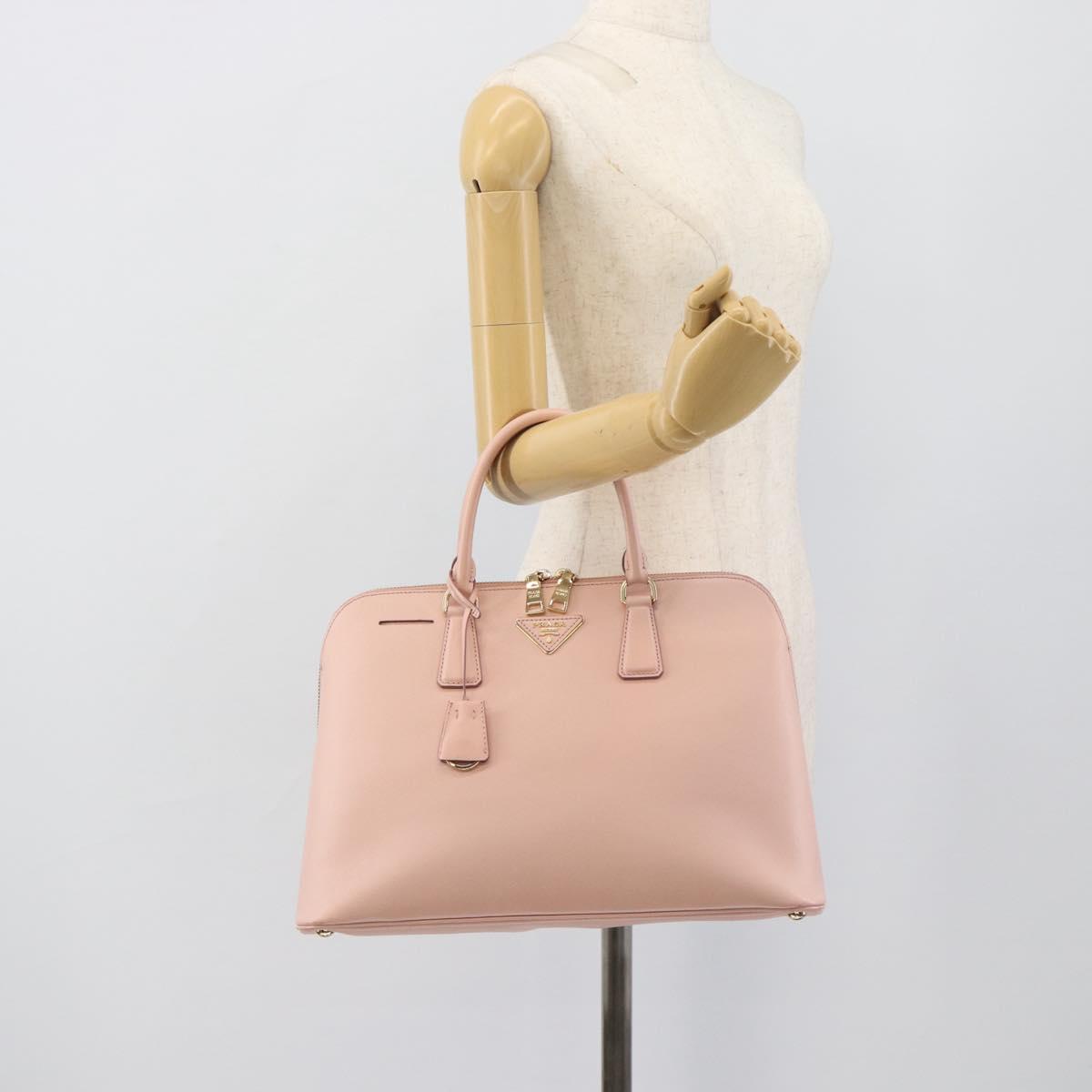 PRADA Galleria Hand Bag Saffiano leather Pink Gold Auth 194711V