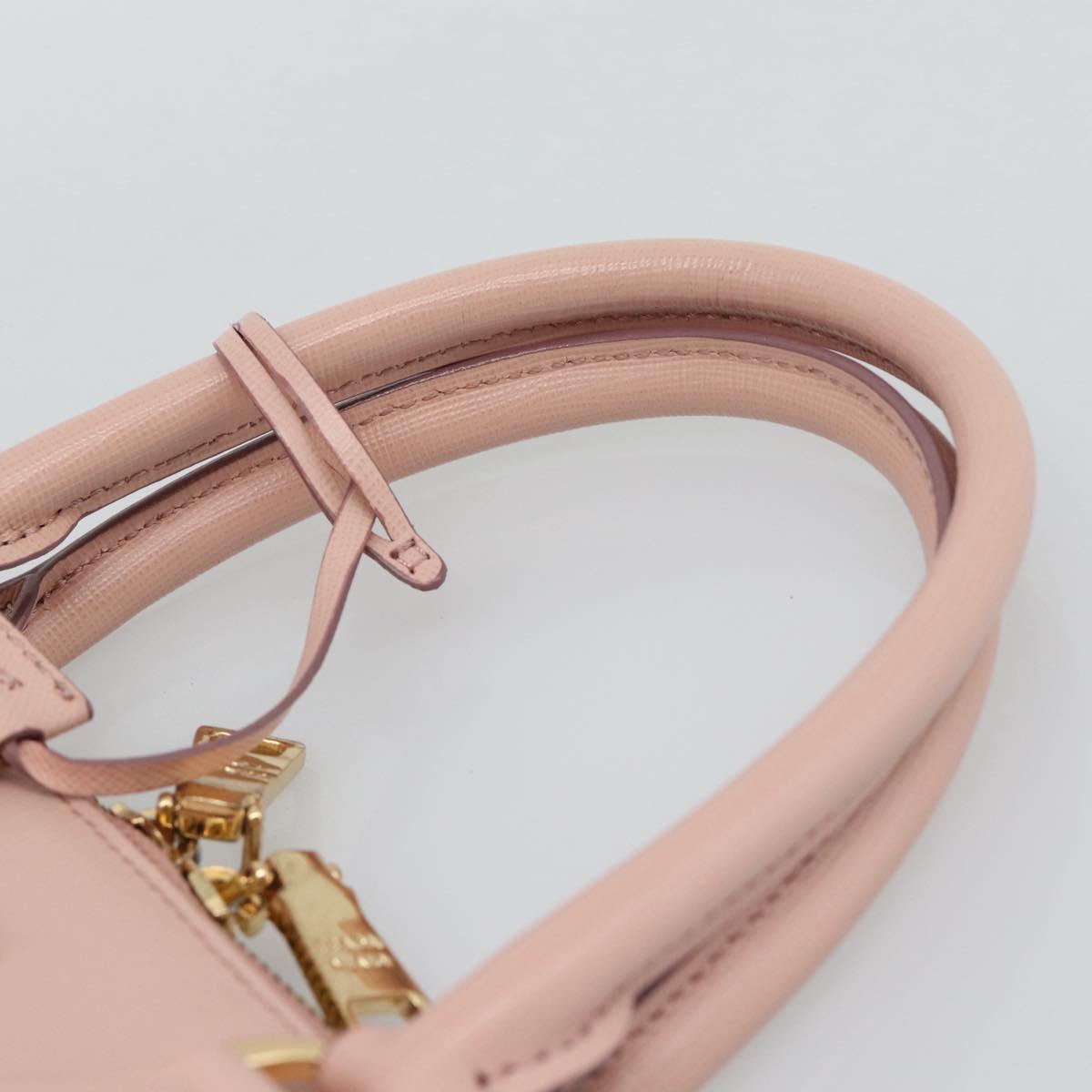 PRADA Galleria Hand Bag Saffiano leather Pink Gold Auth 194711V