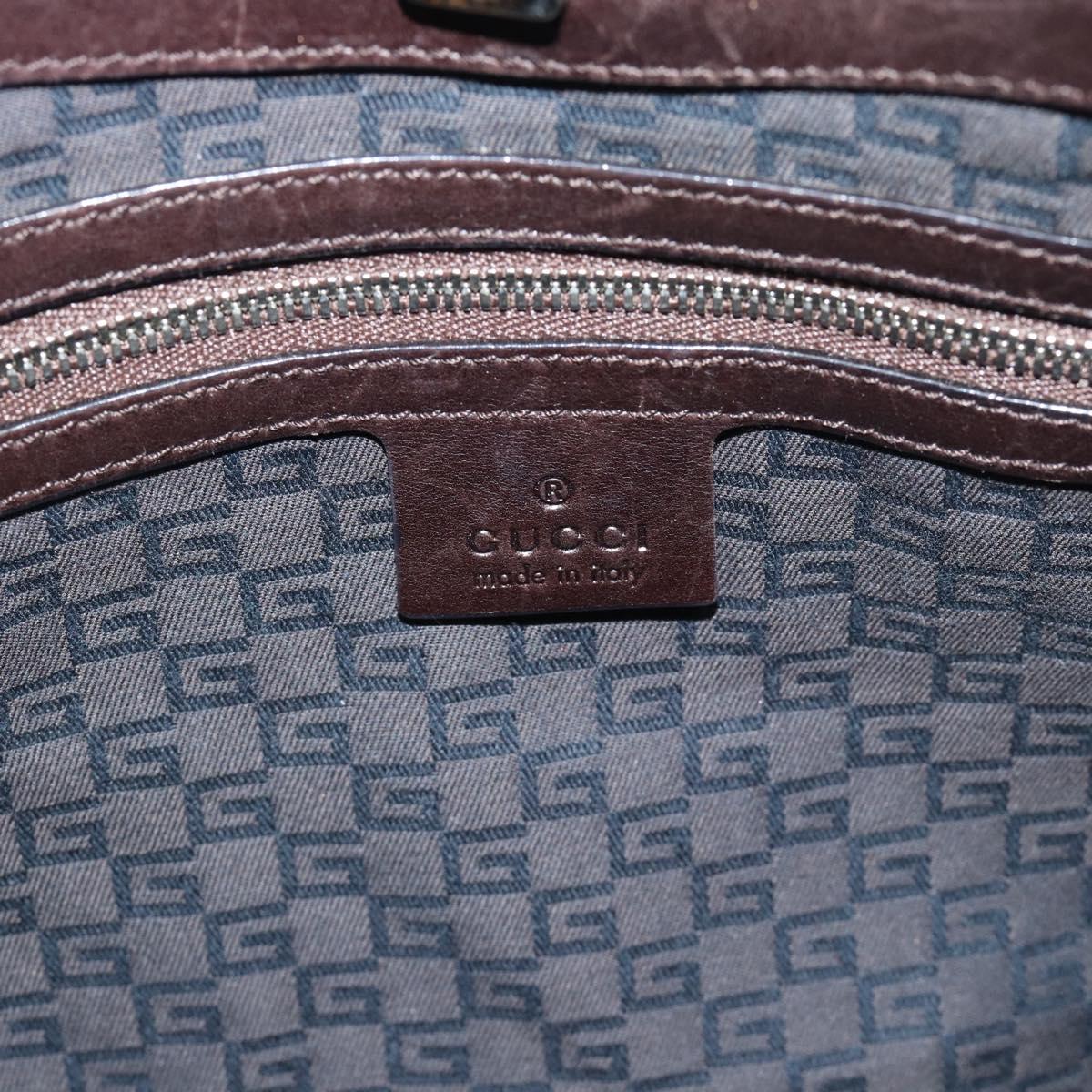 GUCCI Web Sherry Line Shoulder Bag Canvas Beige Silver 114879 Auth 194715A