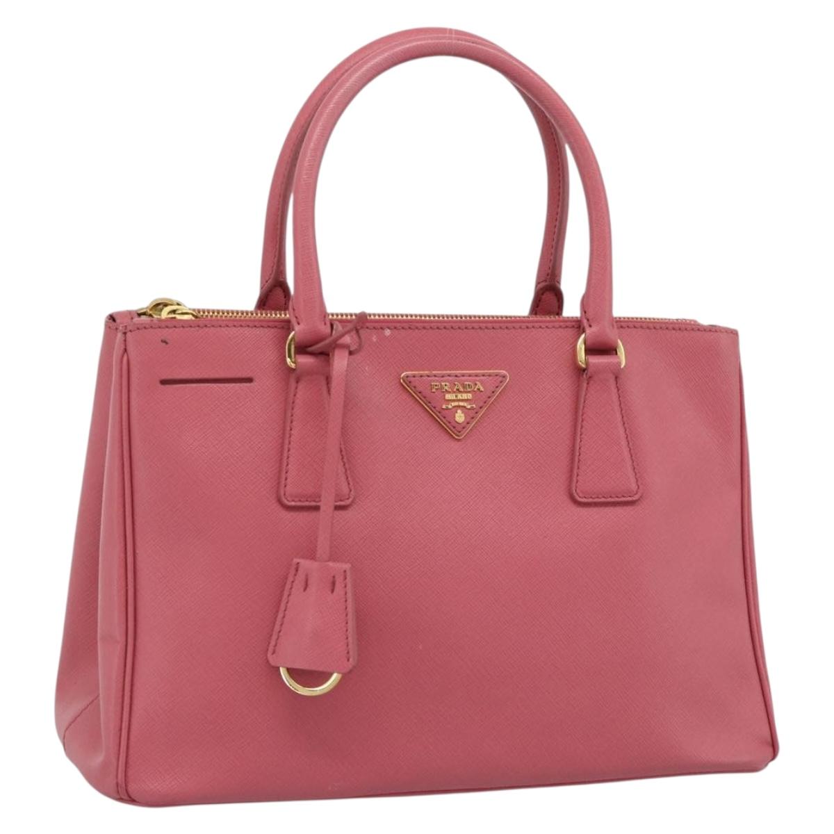 PRADA Galleria Hand Bag Saffiano leather Pink Gold Auth 194716A