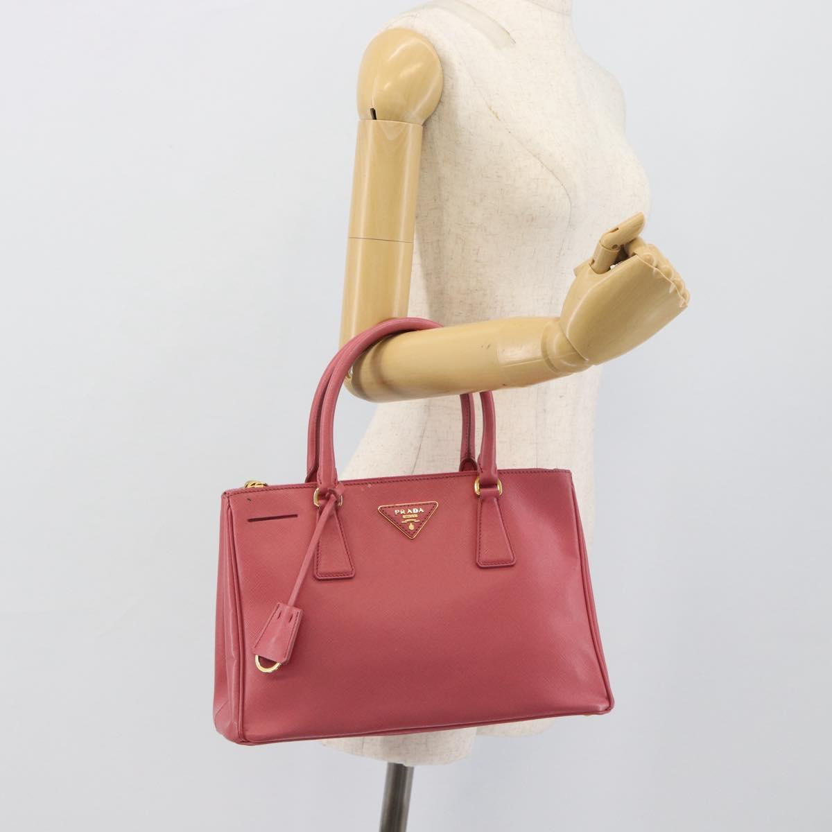 PRADA Galleria Hand Bag Saffiano leather Pink Gold Auth 194716A