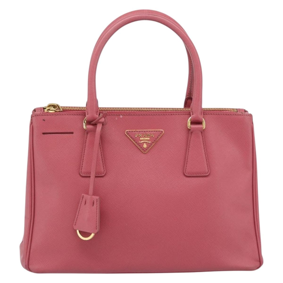 PRADA Galleria Hand Bag Saffiano leather Pink Gold Auth 194716A