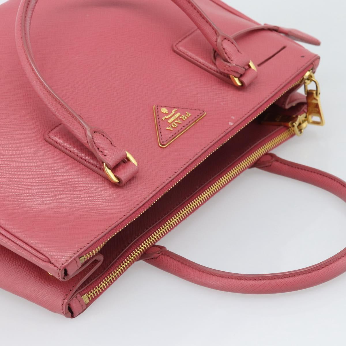 PRADA Galleria Hand Bag Saffiano leather Pink Gold Auth 194716A
