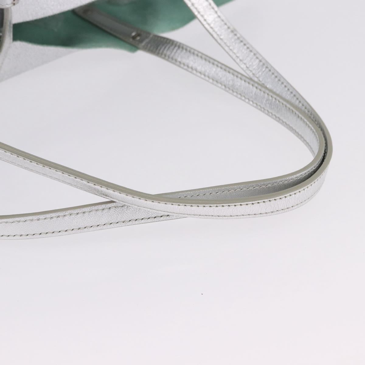 TIFFANY&Co. Tote Bag Suede Turquoise Blue Silver Auth 194717A