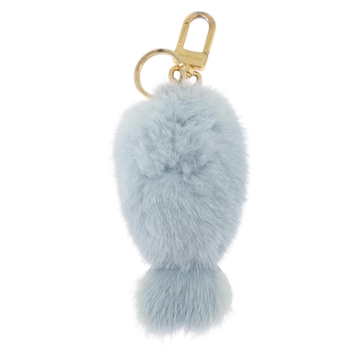 LOUIS VUITTON Porte Cles LV Seal Bag Charm Fur Light Blue M00550 LV Auth 194719M