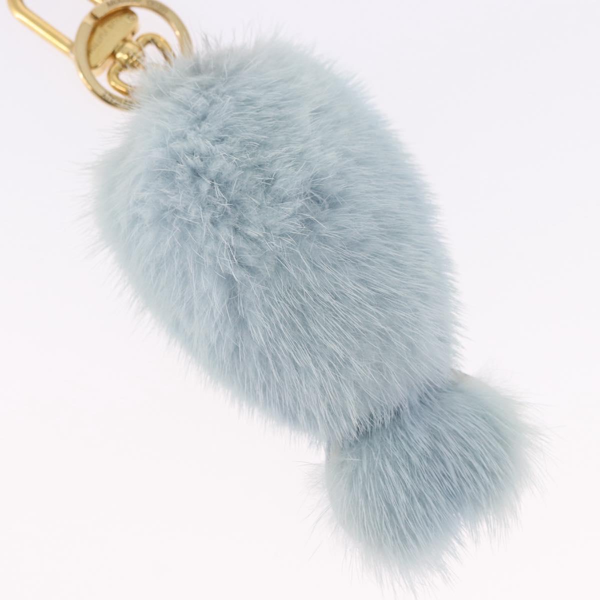 LOUIS VUITTON Porte Cles LV Seal Bag Charm Fur Light Blue M00550 LV Auth 194719M