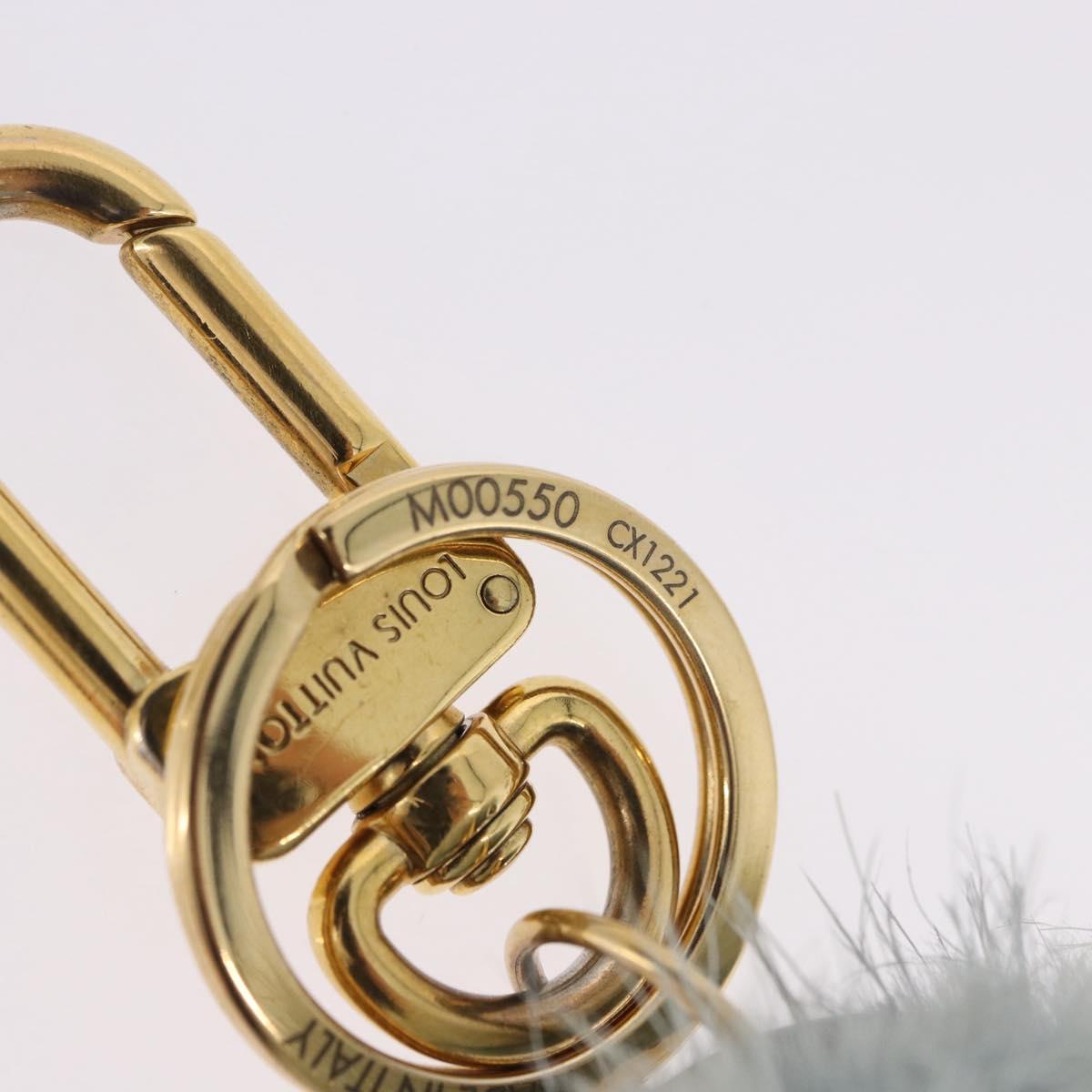 LOUIS VUITTON Porte Cles LV Seal Bag Charm Fur Light Blue M00550 LV Auth 194719M