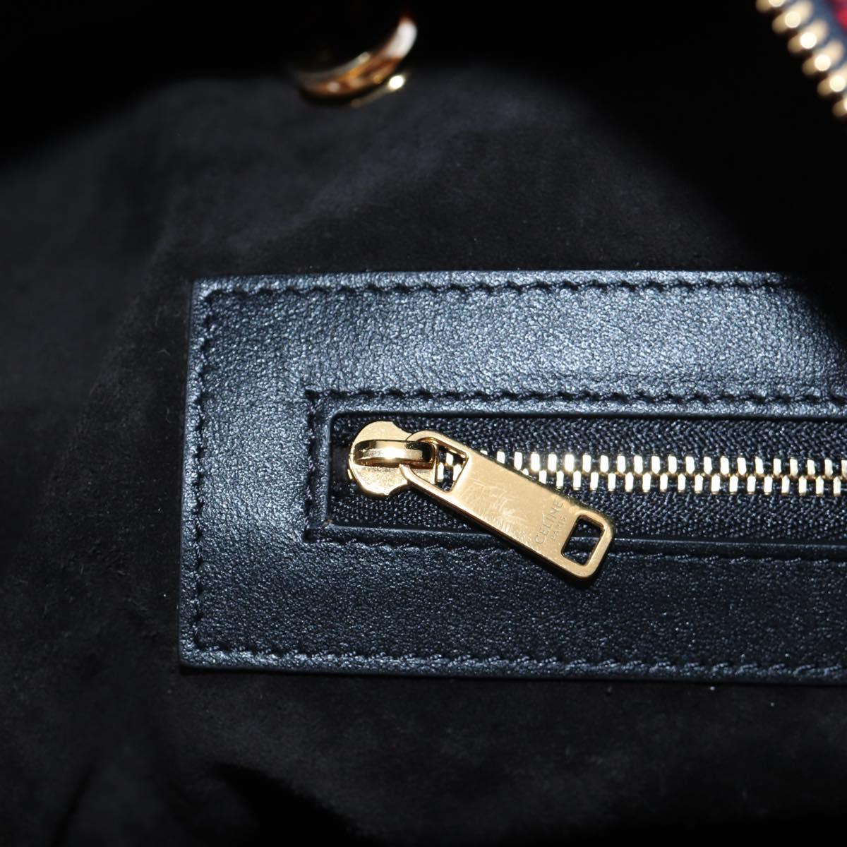 CELINE Triomphe Chain Large Pliage Patapan Bag Wool Red Gold Auth 194727SAM
