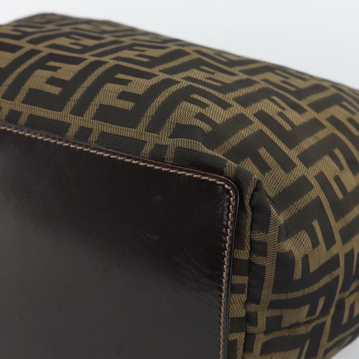 FENDI Zucca Canvas Shoulder Bag Black Brown Auth 194729