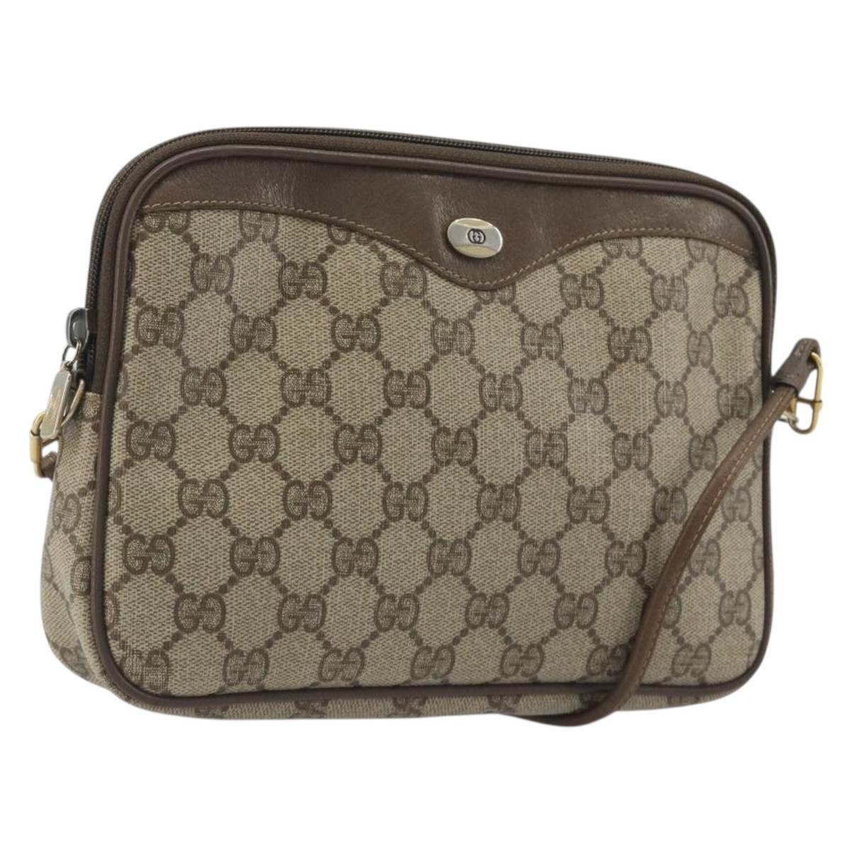 GUCCI GG Supreme Shoulder Bag PVC Beige Gold 97 02 068 Auth 194731