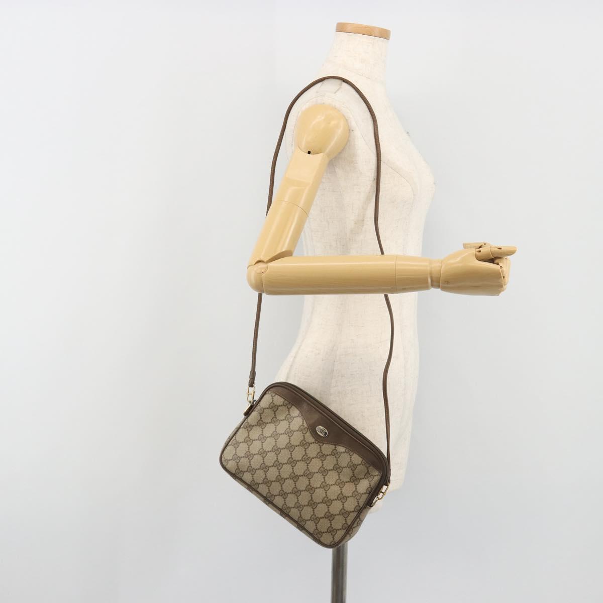 GUCCI GG Supreme Shoulder Bag PVC Beige Gold 97 02 068 Auth 194731