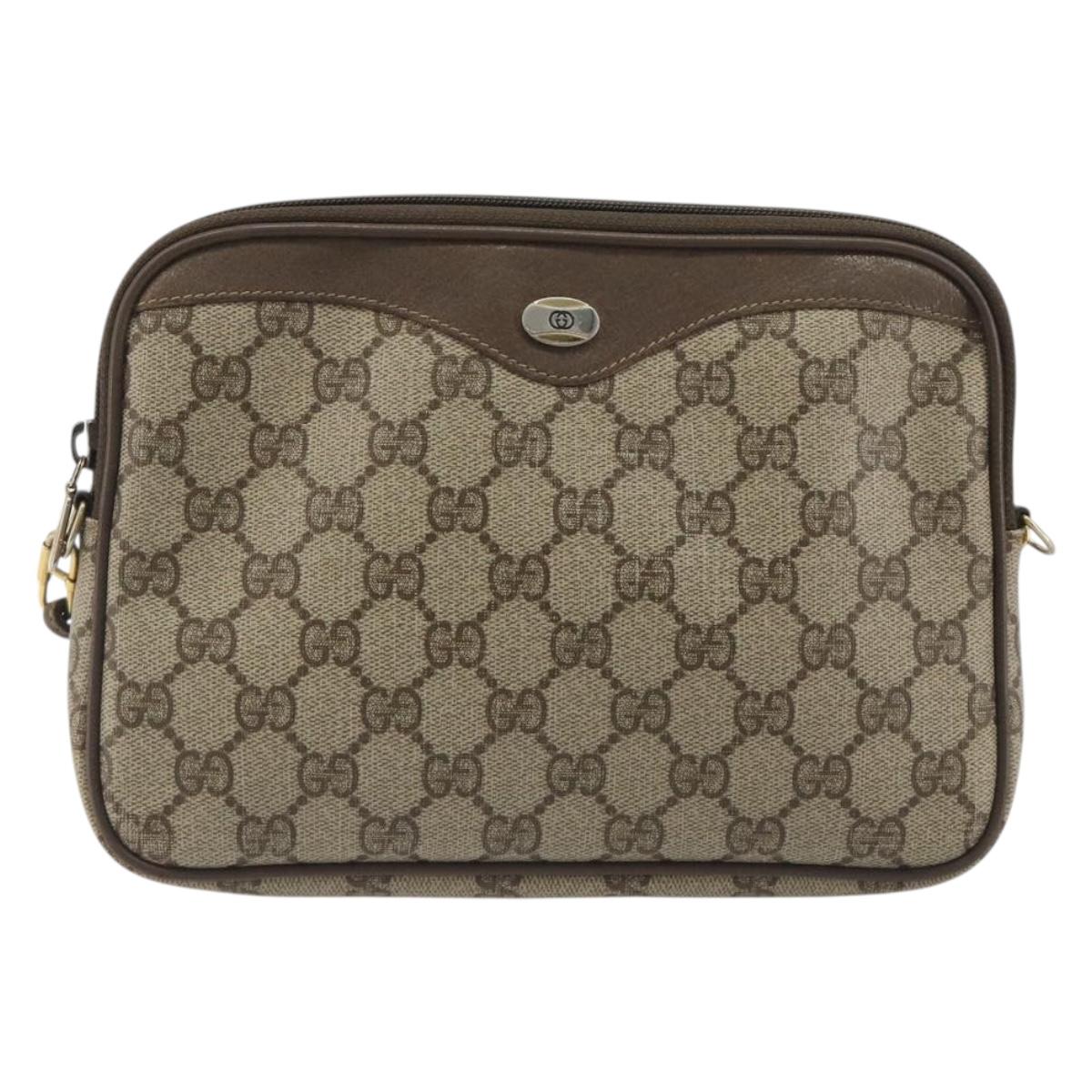 GUCCI GG Supreme Shoulder Bag PVC Beige Gold 97 02 068 Auth 194731