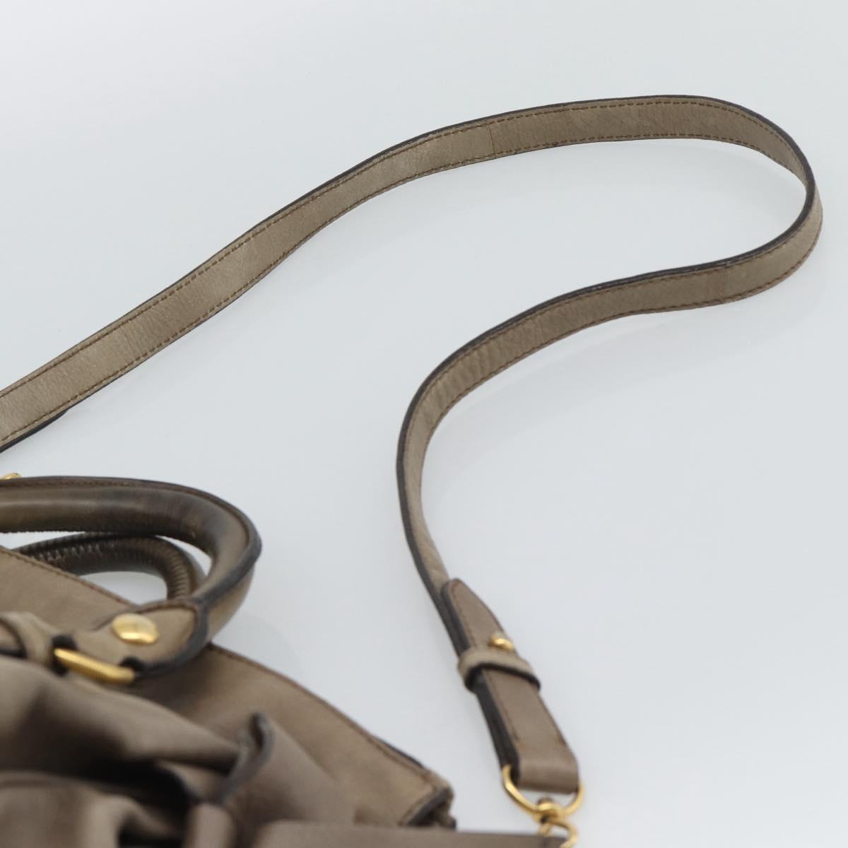Miu Miu Hand Bag Leather 2way Brown Gold Auth 194733V